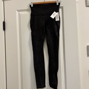 BNWT SPANX Fleeced Lined Faux Leather Black Leggings S Petite